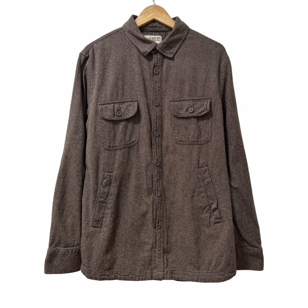 Grayers Mens Heavyweight Flannel Button Up Shirt Size L Brown Country Western